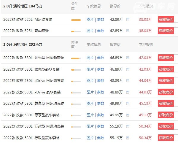 2021款宝马535价格及图片报价 新款宝马5系仅售38万