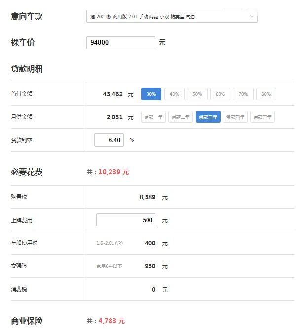 长城炮皮卡多少钱一辆 2021款售价9万元起(全款落地最低10万元)