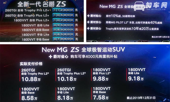 新款名爵ZS 名爵ZS全面升级还能享受4000元购置税补贴