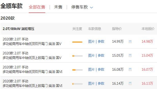 福特全顺商务车柴油版多少钱 全顺商务车柴油版参数配置