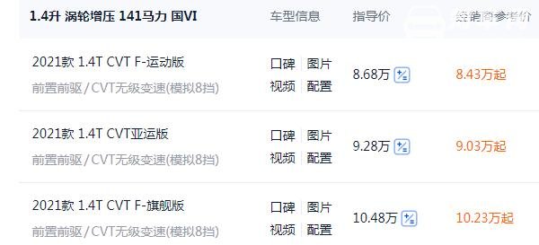 吉利缤瑞2021新款上市 三款售价区间为8.68-10.48万元（综合口碑好）
