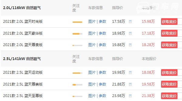 马自达阿特兹2021款价格 阿特兹2021款报价(新款售价15万)