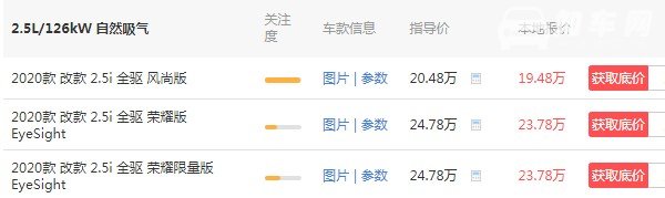 斯巴鲁力狮价格多少 斯巴鲁力狮多少钱(新款售价19万)