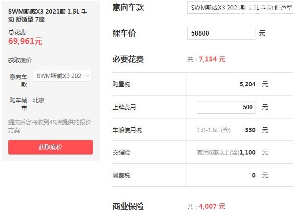 斯威x3价格是多少 斯威x3多少钱(新款仅售5万)