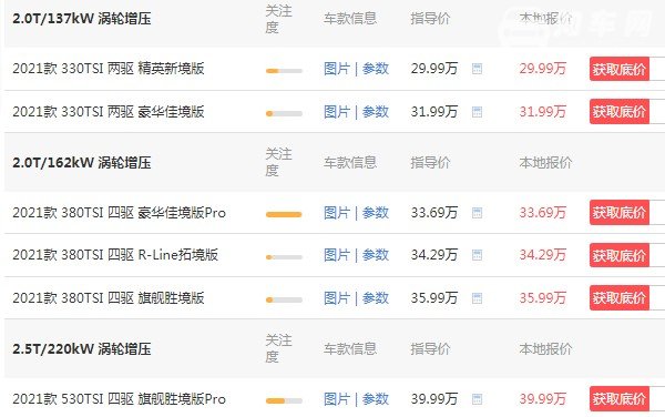 大众揽境2021款价格及图片 大众揽境多少钱一辆(2021款售价29万)