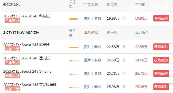 福特evos报价及图片 2022款evos售价19万(车身长达4.9米)