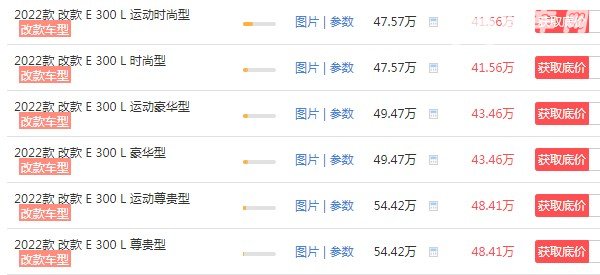 e300l奔驰价格 2022款奔驰e300l仅售41万