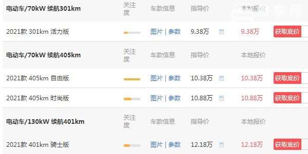比亚迪海豚纯电动2021款落地价 2021款海豚落地仅需10万