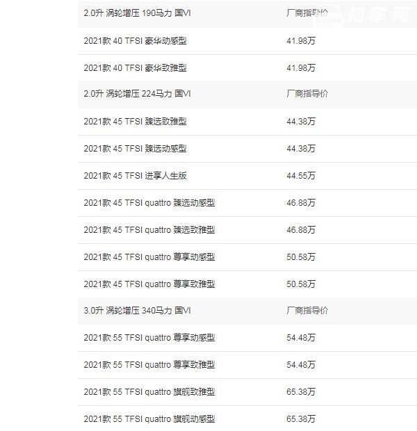 a6l奥迪报价2021款报价及图片 2021款奥迪a6l售价41万(2022款仅售37万)