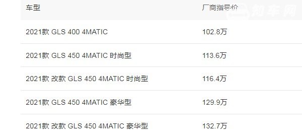奔驰gls450 2021款报价多少 2021款gls450报价113万(2022款109万)